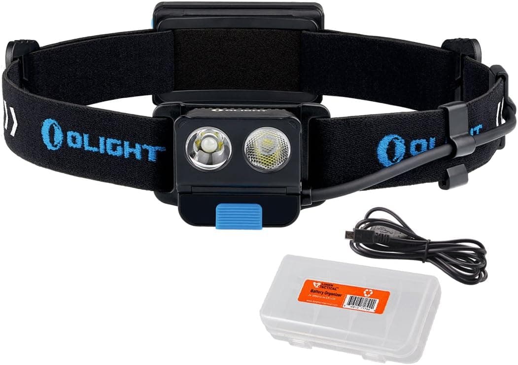 OLIGHT H16 Wave 500 Lumen USB Rechargeable Motion Activated Headlamp with Lumen Tactical Cable and Battery Organizer