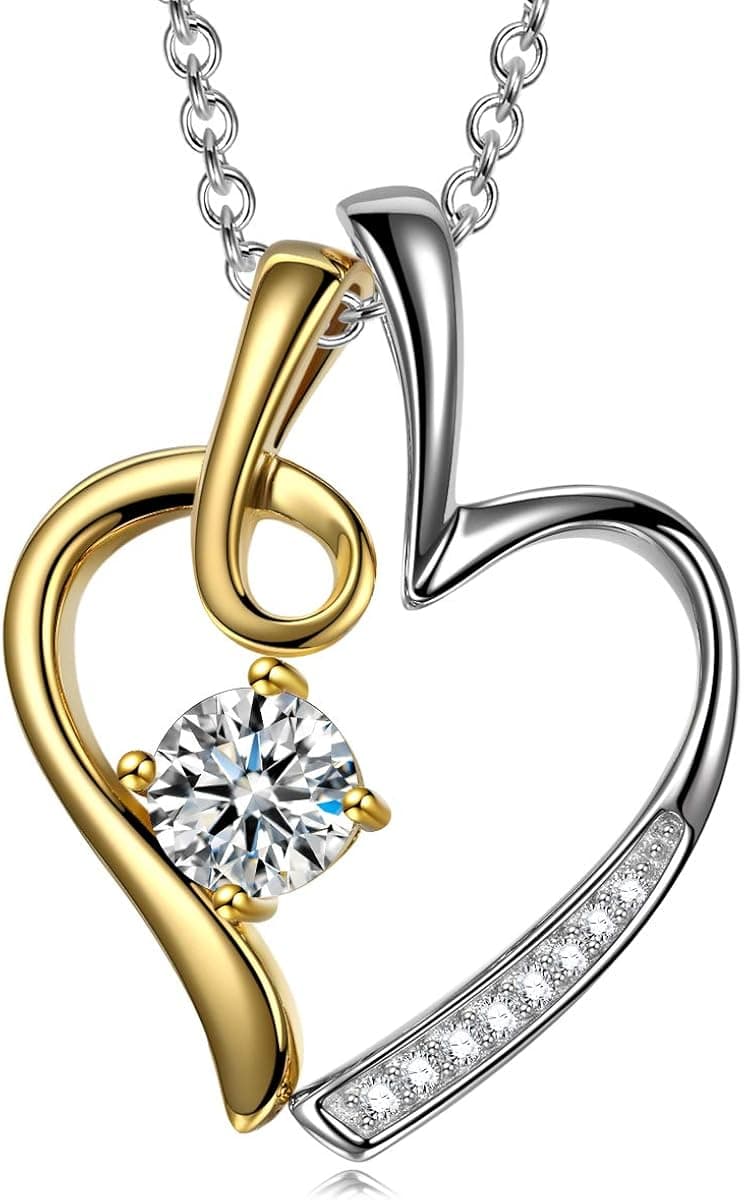 SIVERY 925 Sterling Silver Necklaces for Women Heart Pendant with 5A Cubic Zircon, Jewelry for Women with Gift Box, 18"+2''
