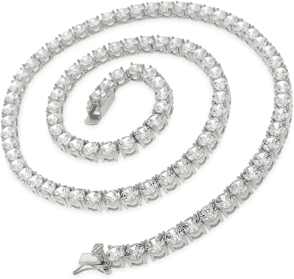 NYC Sterling Unisex Sterling Silver and Gold Plated 5mm Cubic Zirconia (24:" - S)