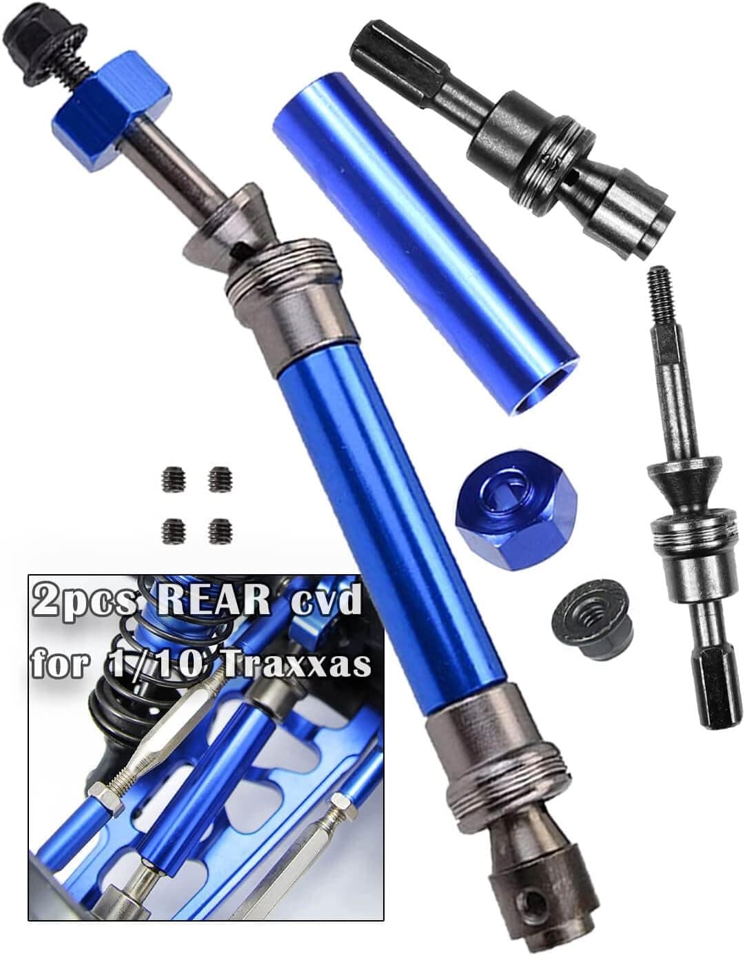 2PCS Rear Drive Shaft CVD RC Upgrades Part for 1/10 Traxxas Rustler VXL 2WD 4X4/Stampede VXL 2WD 4X4/Hoss VXL 2WD 4X4/Slash Platinum/Slash Ultimate/Slash VXL 4x4 2WD RC Car,ARRCat RC Hops Up,Navy Blue