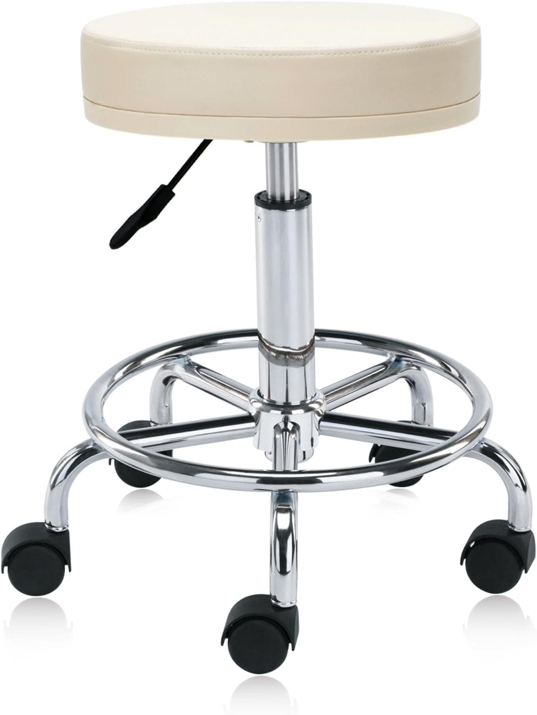 DR.LOMILOMI Pneumatic Swivel Rolling Stool 504 with Adjustable Foot Ring for Clinic SPA Tattoo and Home