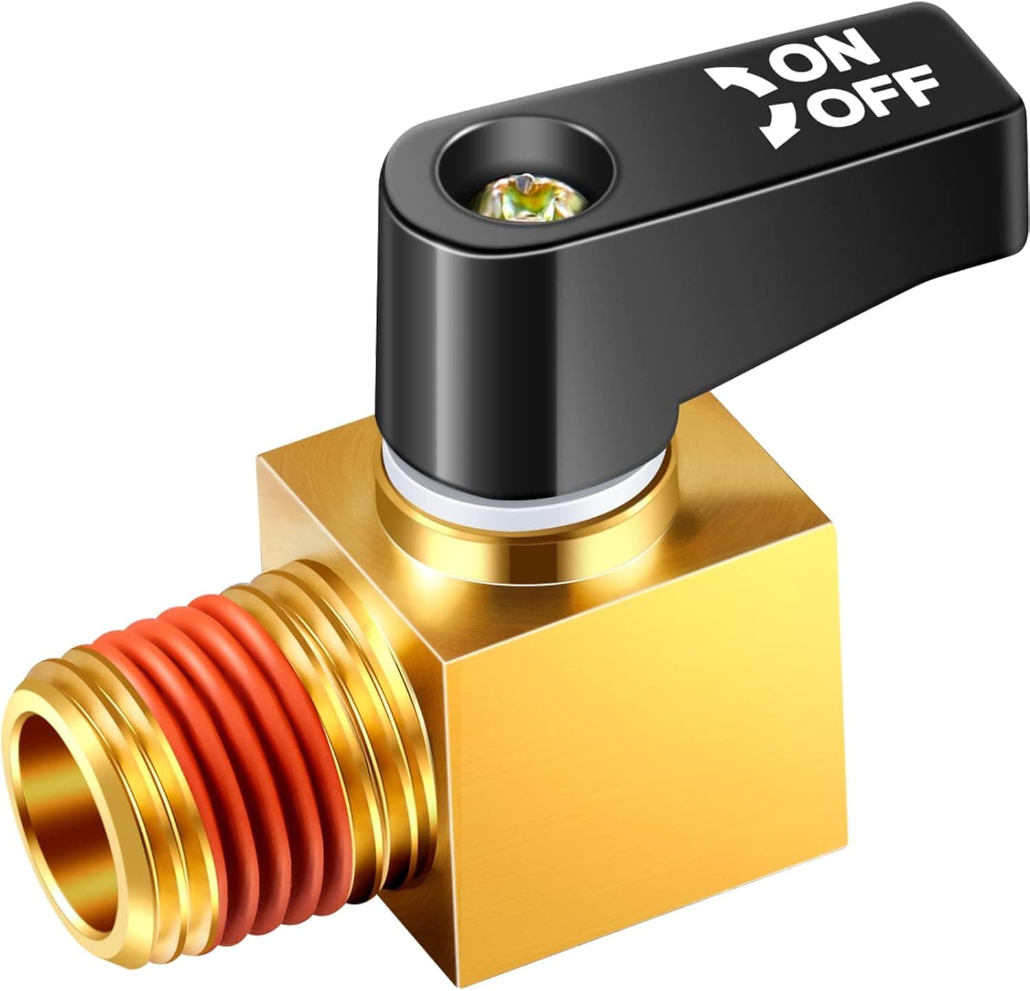 Air Compressor Valve, Ball Type Drain Valve Brass Mini Ball Valve, 1/4 Inch NPT Male x NPT Female for Air Compressor (1 Piece)