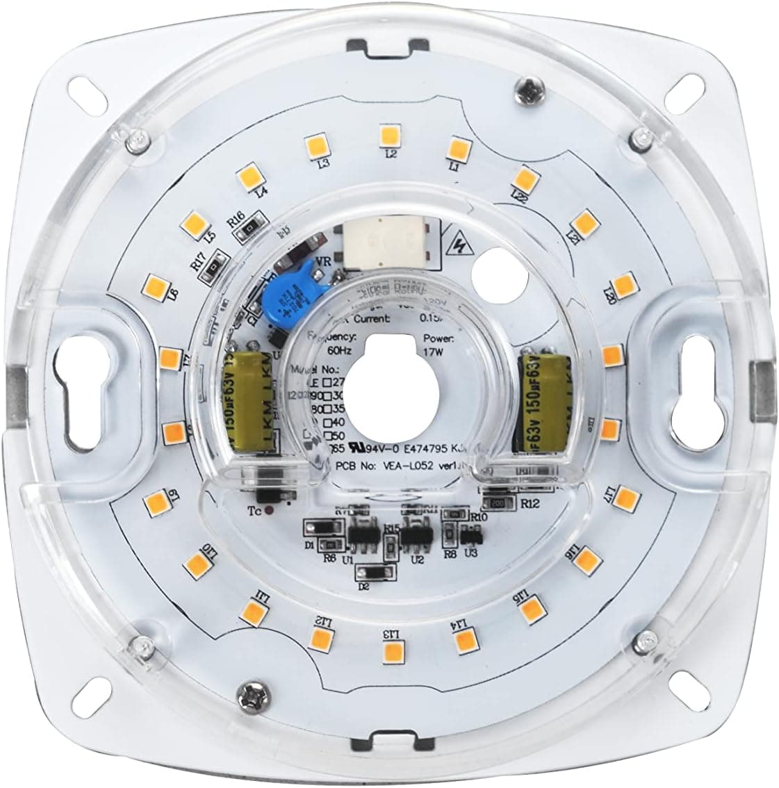 Legental 4" PCB Size,5.39" Overall Size, 17W,5000K,1200LM,120V,CRI80,Dimmable LED Light Engine,Retrofit Light Kit for Ceiling Flush Light,Ceiling Fan Light,Pendant,Lantern,Garden Light, UL/ES/JA8