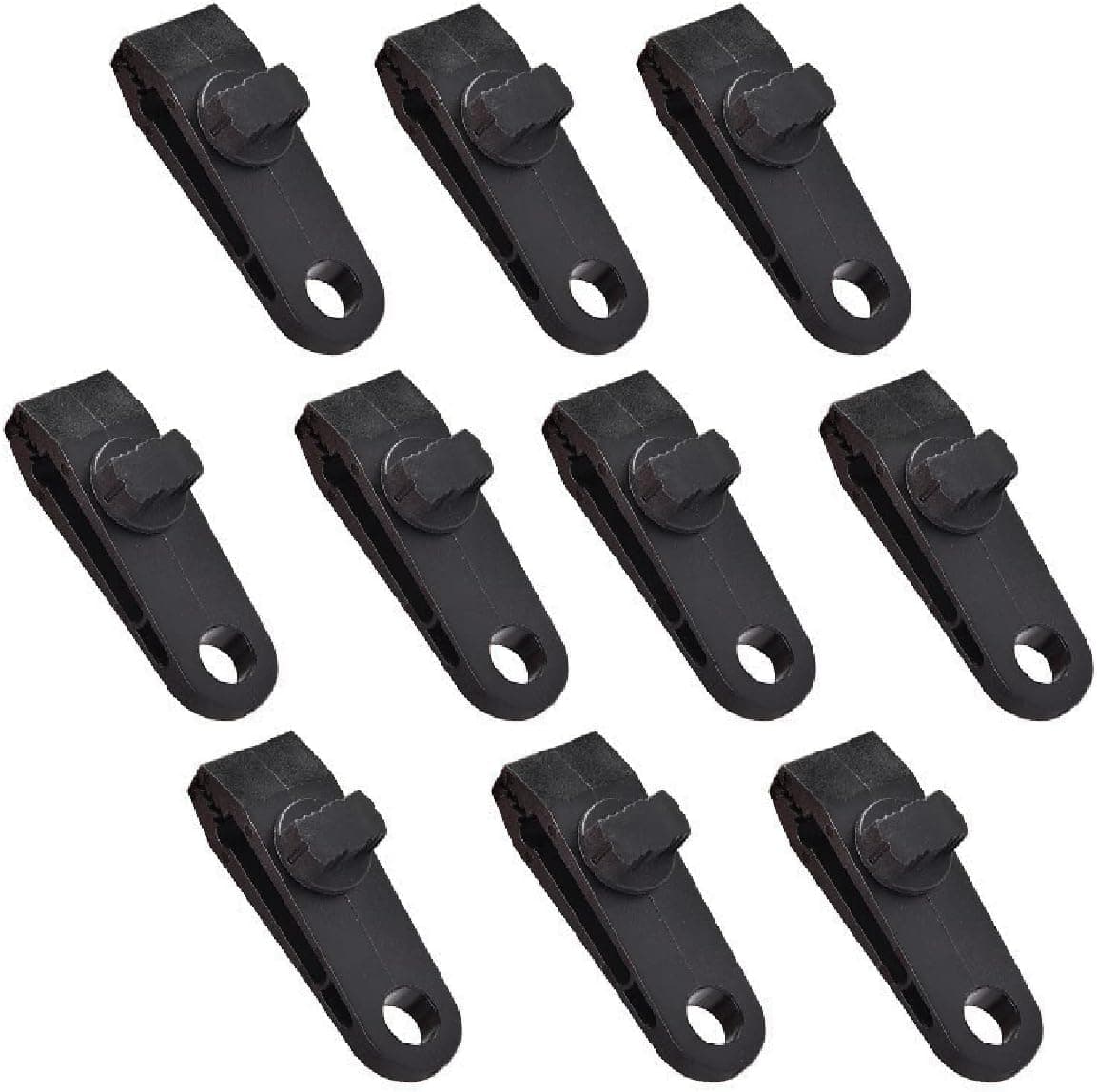 Azarxis Tarp Clips Awning Clamp Set Heavy Duty & Multi-Purpose & Thumb Screw Tent Tighten Lock Grip for Outdoors Camping Farming Garden Canopy (C - Black - 10 Pack)