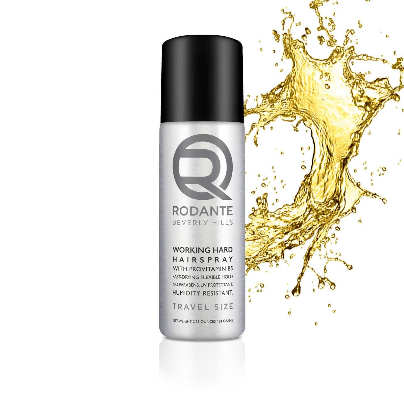 Rodante Beverly Hills Premium Travel Size Hair Spray | Humidity Resistant Fast Drying Natural Pro-Vitamin B5 Low Alcohol | Medium Hold Hairspray For All Hairtypes |2.25 oz