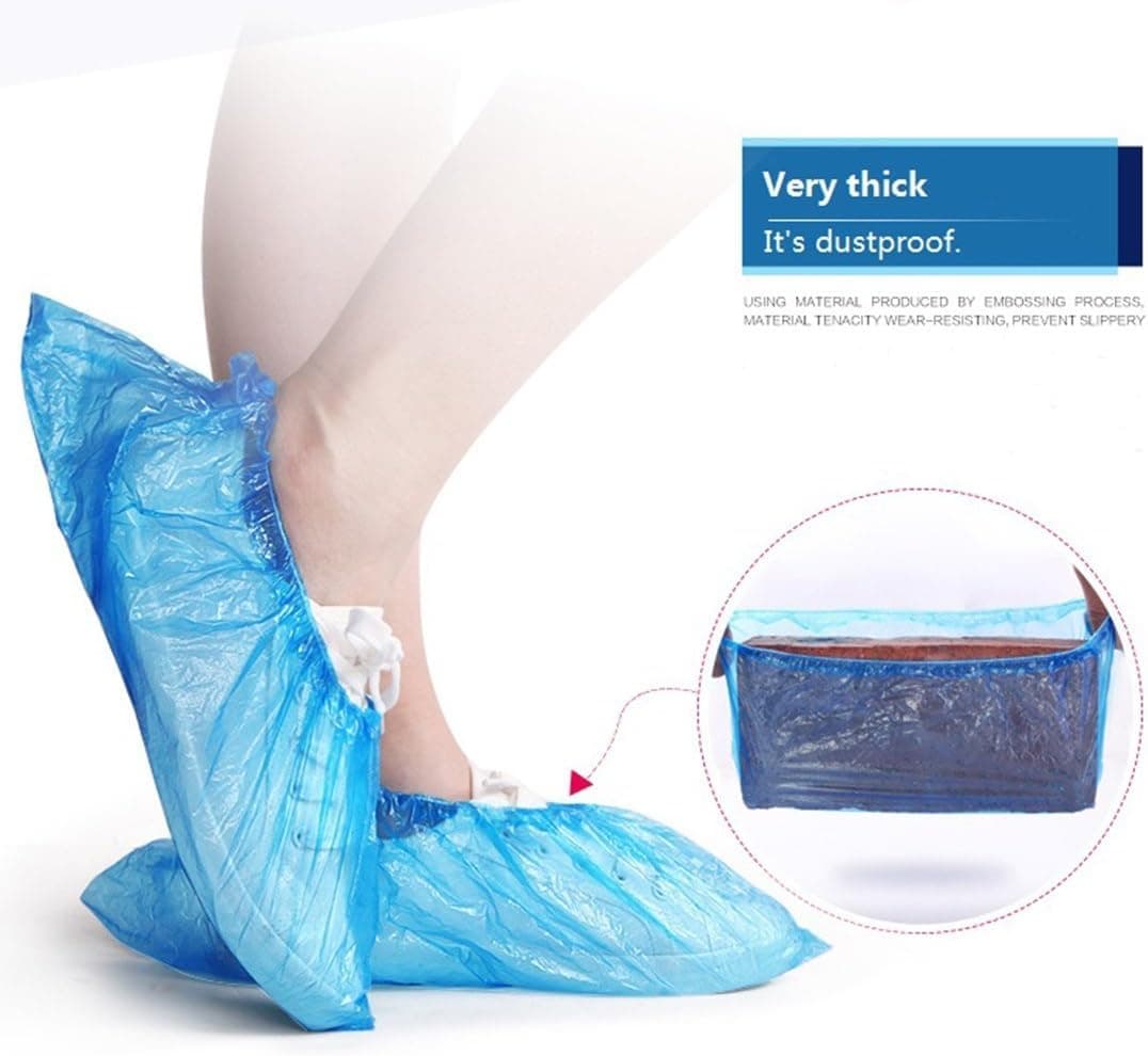 Halulu Disposable Polypropylene Shoe Covers 6.1x15.3 inch Nylon Medical Booties Blue, Pack of 500