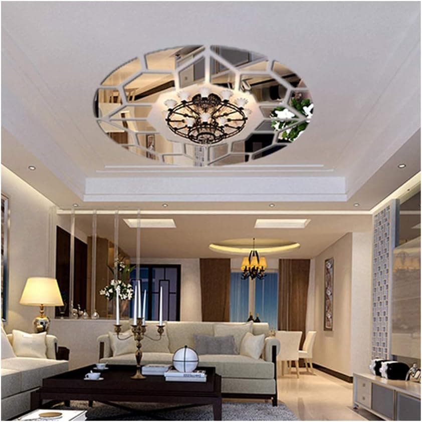 DIY Mirror Effect Ceiling Lights Decorative Wall Stickers Living Room Restaurant Bedroom Corridor Decorative Wall Decor Art Mural Decal Removable