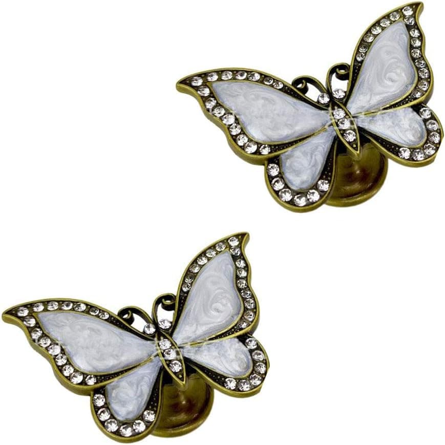 2 Pcs Butterfly Shape Knob Metal Zinc Alloy Cabinet Drawer Kitchen Cabinets Dresser Cupboard Wardrobe Pull Handle Knob (Bronze)