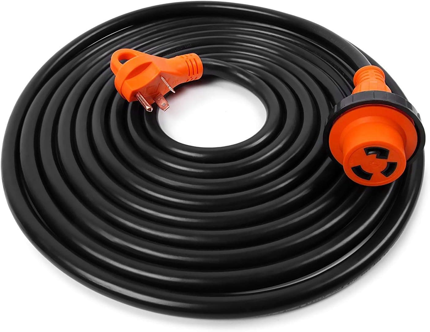 EPICORD RV Trailer Extension Cord 30Amp Male with Grip Handle to 30Amp Female with Twist Lock Connector Adapter, 25Feet, 125V/250V