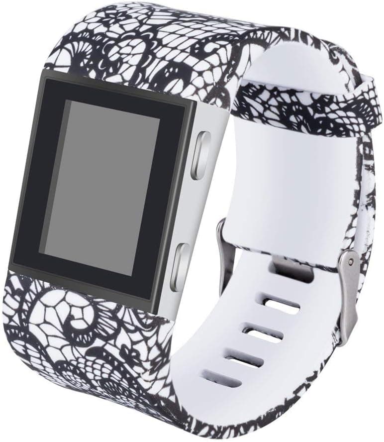 Newest Colorful Flower Surge Bands,Soft Silicone Band with Metal Buckle Bracelet Strap Replacement Band for Women Men Girls Replacement Accessories Fitness Wristband Sport (S, black net vine)
