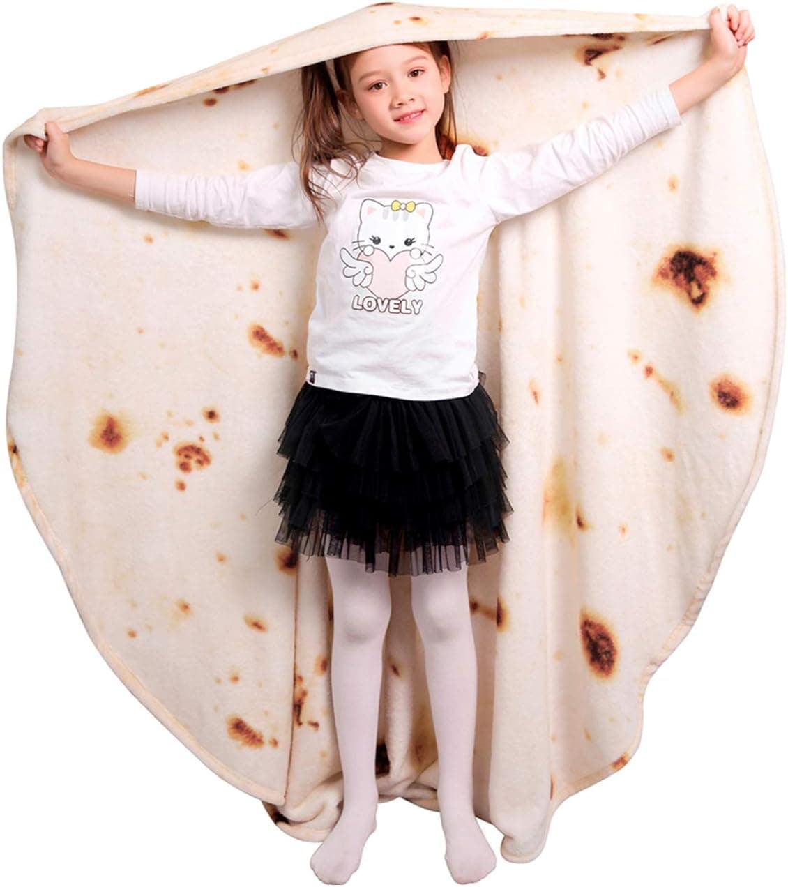 mermaker Burritos Tortilla Throw Blanket 2.0 Double Sided 47 inches for Adult and Kids, Giant Funny Realistic Food Blanket, 285 GSM Novelty Soft Flannel Taco Blanket (Yellow Blanket-Double Sided)