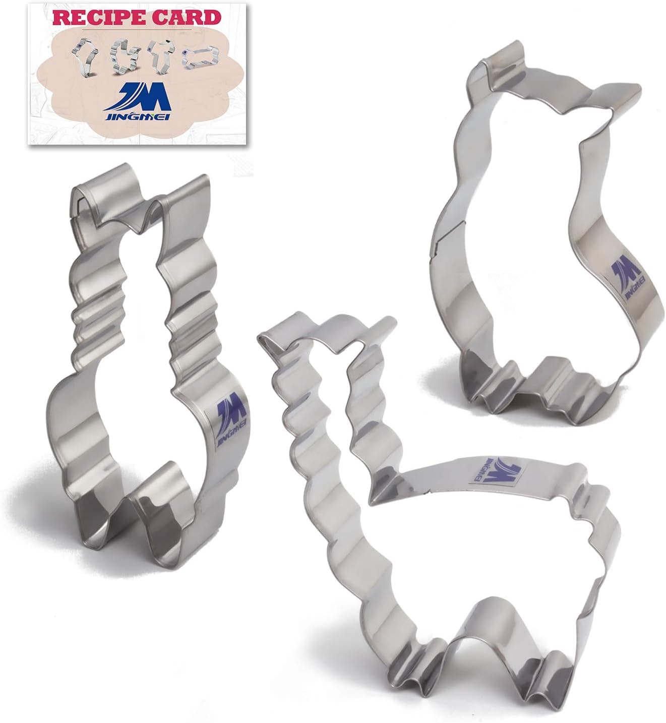 Llama/Alpaca Cute Cookie Cutter Set with Recipe 3 Piece set 4Inch stainless steel