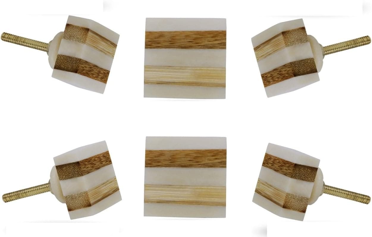 TRINCA-FERRO Set of 12 Striped Square Bone Knobs Kitchen Cabinet Cupboard Door Dresser Wardrobe and Drawer Pull for Bathroom | Bedroom | Office | Kitchen