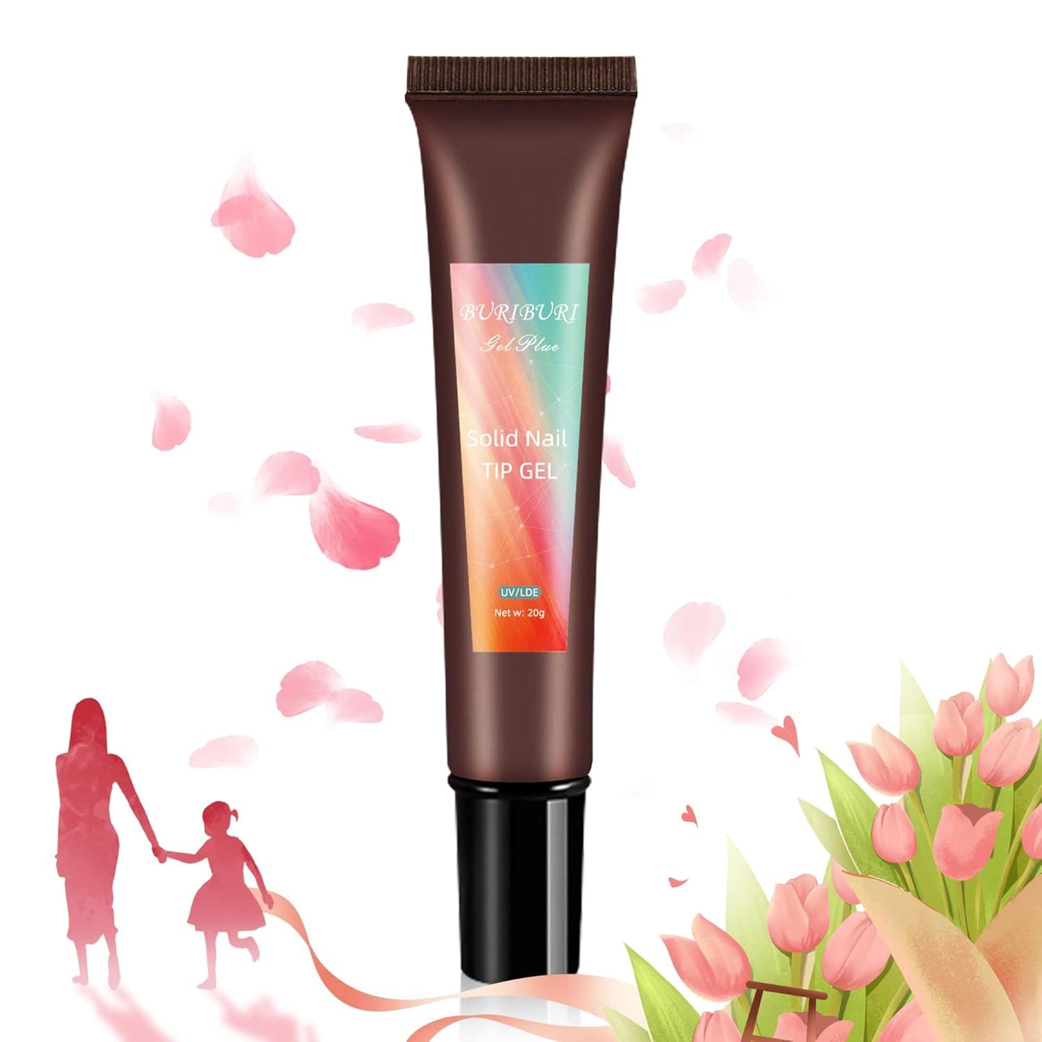 BURIBURI Solid Nail Glue Gel for Acrylic Nails, Hose Adhesive Glue Gel for Press on Nail Tips Solid Gel Polish Nail Art Manicure Glue Gel Clear 20g
