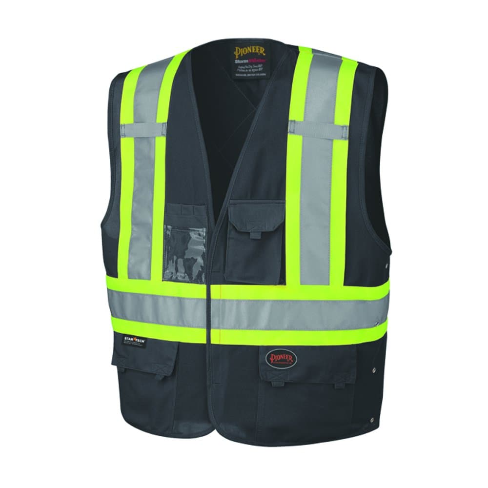 Pioneer V1021570U Hi-Vis Safety Vest - Black (Small/Medium)