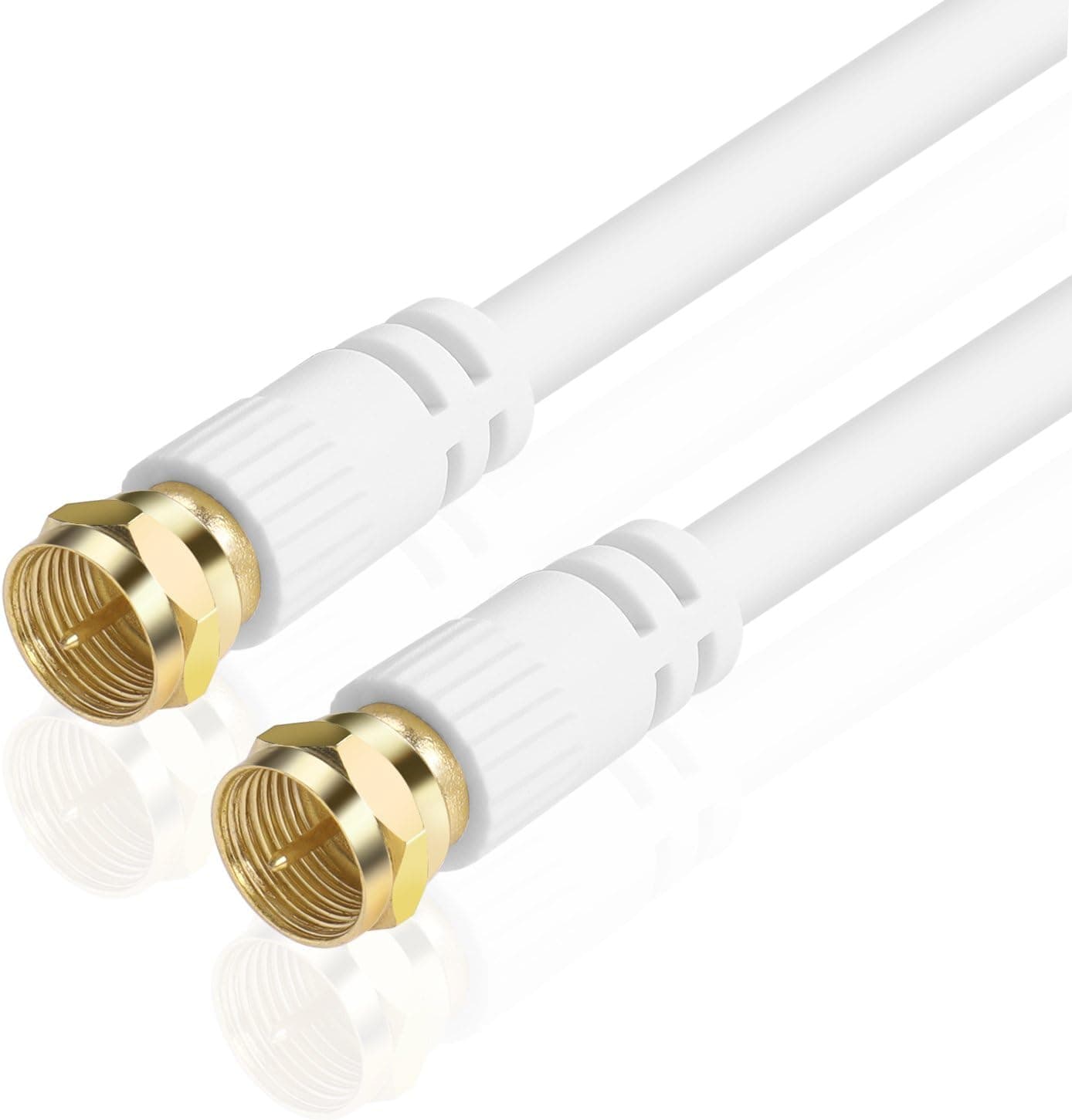 TNP Coaxial Cable RG59 with F Type Connector - 1.5 Feet Coax Cable for TV, High-Speed Internet, Satelite Cable Extension, Antenna Cable - Dual Shielded Cable Cord, White