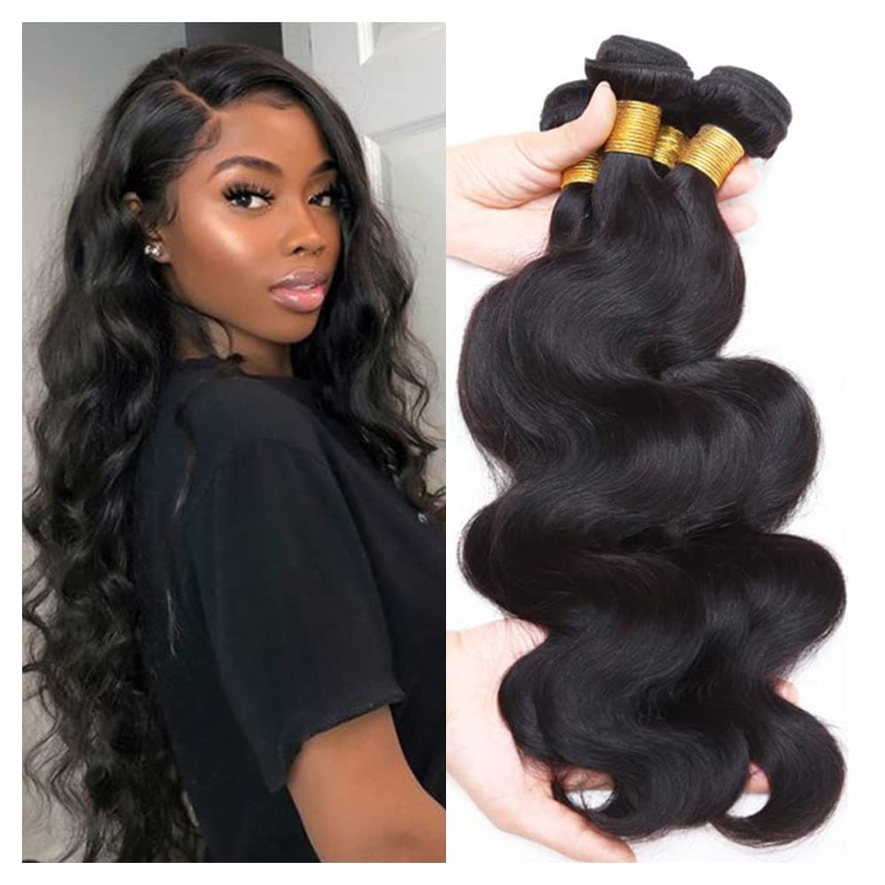 nomo Brazilian Virgin Human Hair Body Wave Bundles 16 16 18 18 Inch 290 g 100 percent Unprocessed Body Wave Virgin Hair Extensions Weave Human Hair 4 Bundles Natural Color