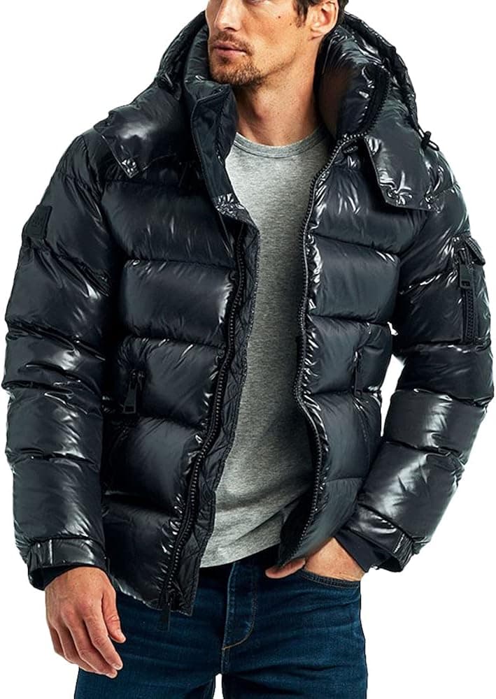 Men's Down Coat Winter Warm Down Puffer Jacket Coat with Hooded