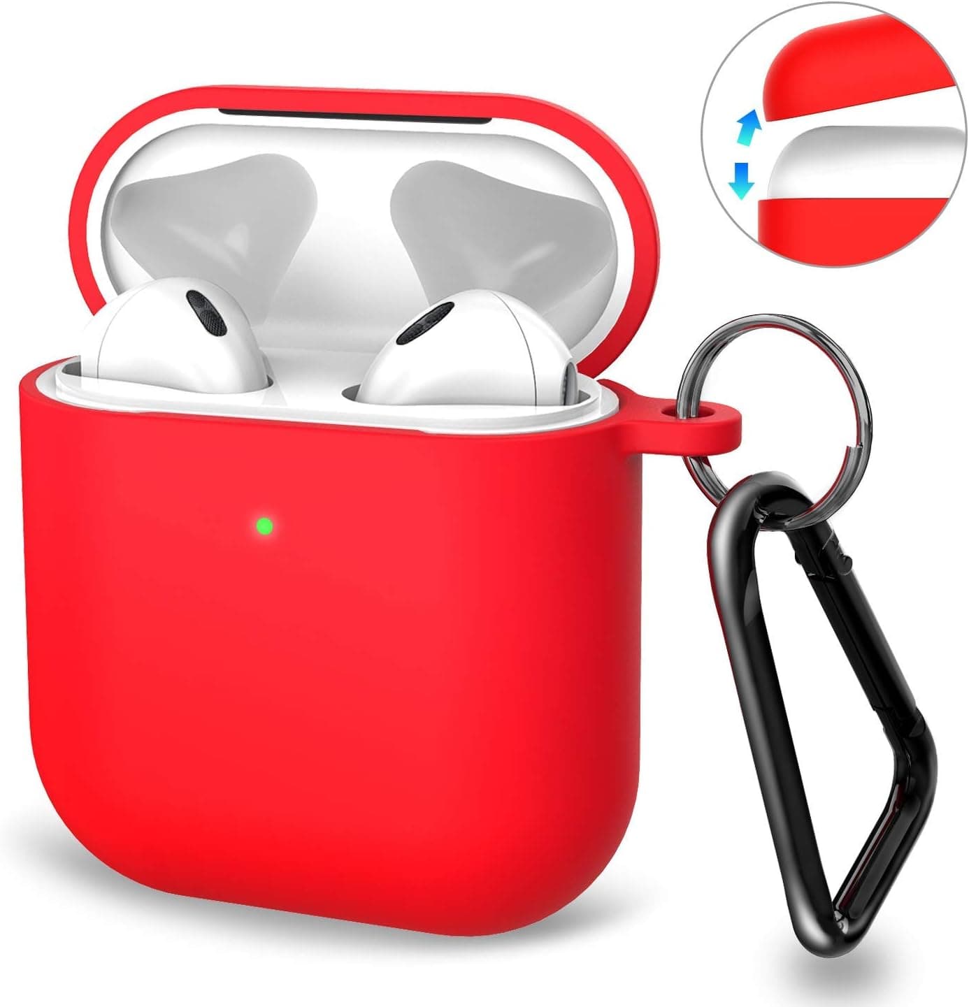 Ztotop Case for AirPods, Shockproof Liquid Silicone Durable Protective Cover [Front LED Visible] Compatible with Apple Airpods Charging Case 2&1, Red