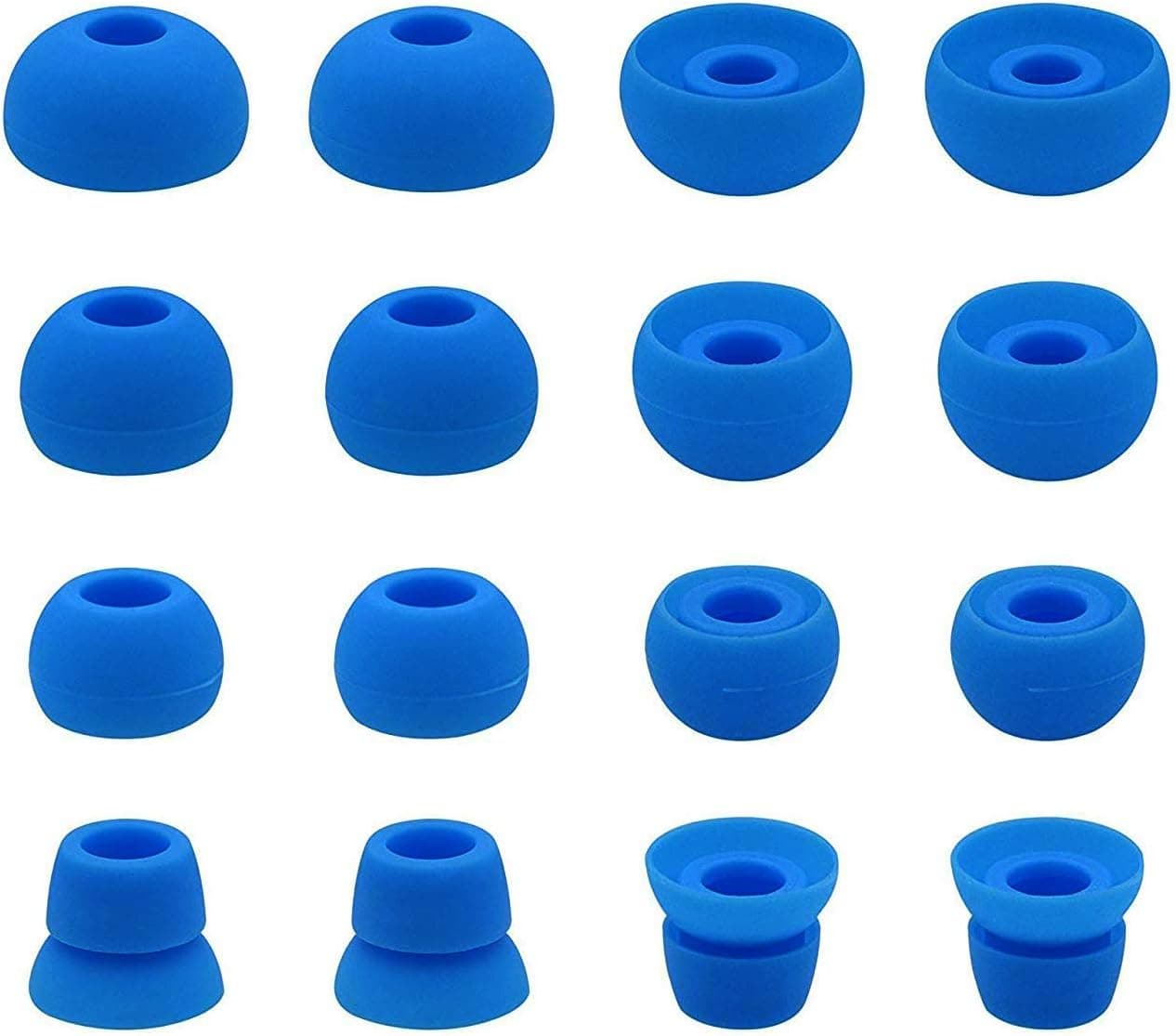 ALXCD Ear Tips for PB3 Powerbeats 3 Headphone, SML 3 Sizes 6 Pair Silicone Replacement Earbud Tips & 2 Pair Double Flange Ear Tips, Fit for Beats Powerbeats2 Pb3 [8 Pair](Blue)