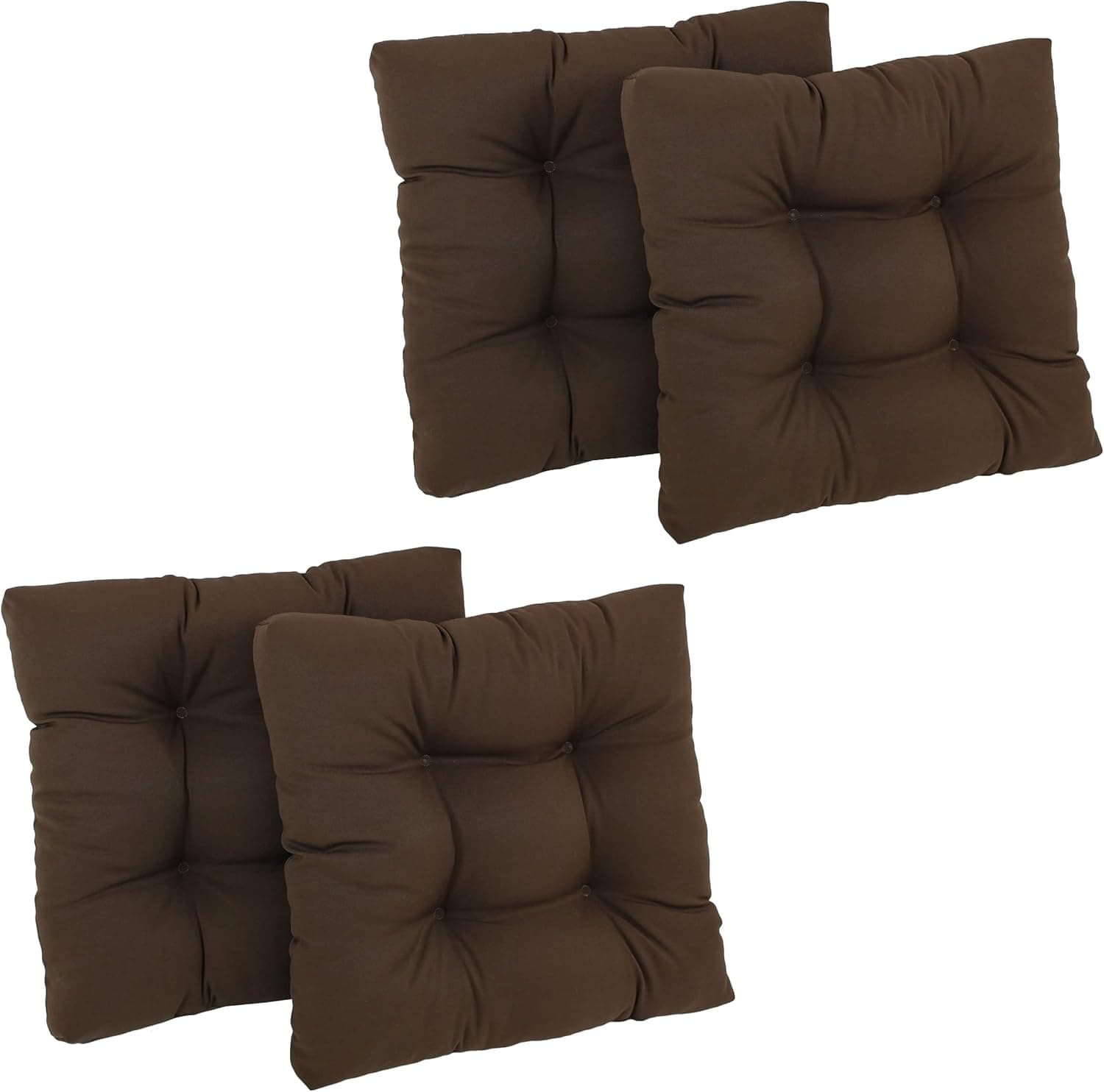 Blazing Needles 19-inch Twill Square Chair Cushion, 19" x 19", Chocolate 4 Count