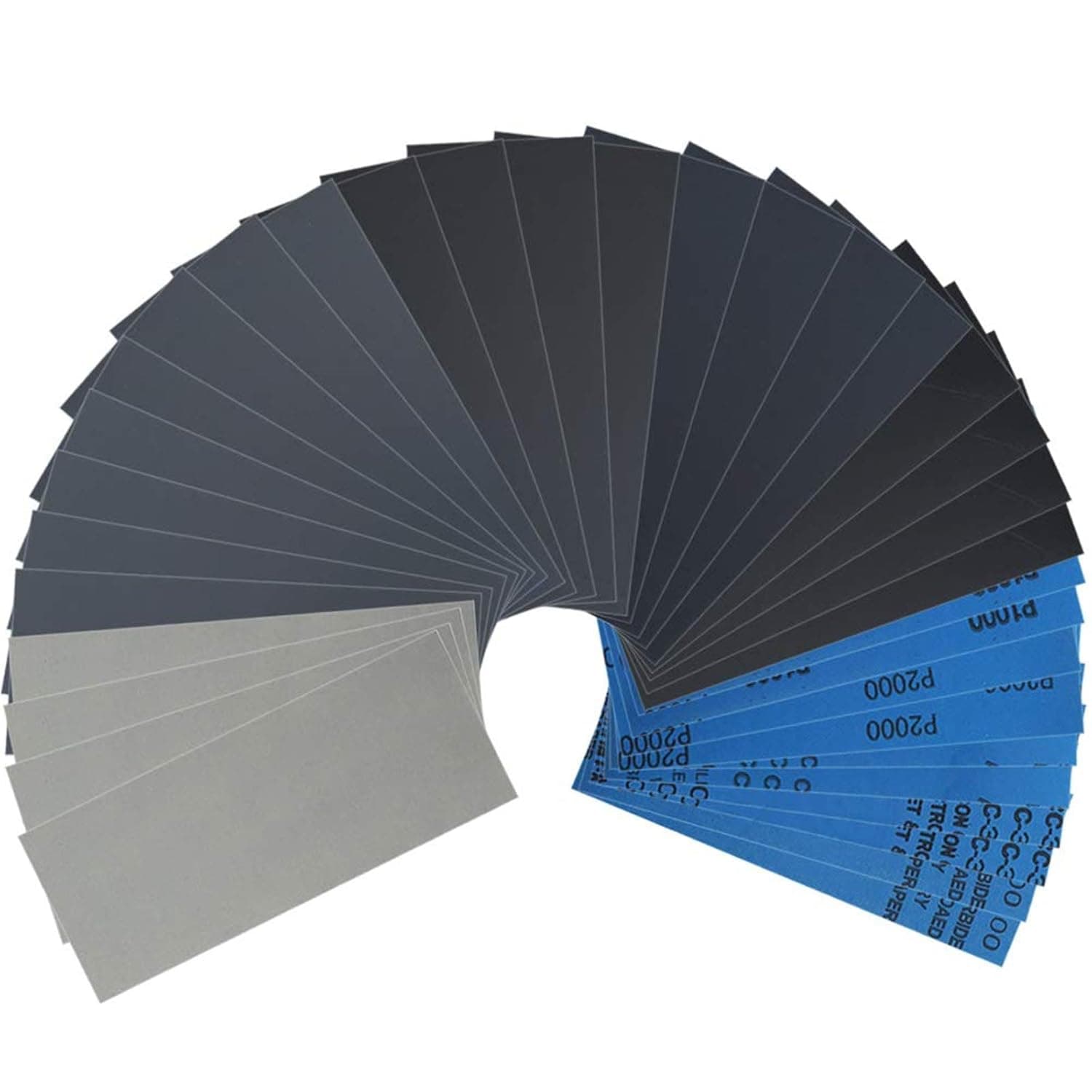 Coceca 54pcs Wet Dry Sandpaper Assortment, 1000 1500 2000 2500 3000 5000 Grit Fine Sandpaper for Wood Furniture Finishing, Metal Sanding and Automotive Polishing 9 x 3.6 Inches