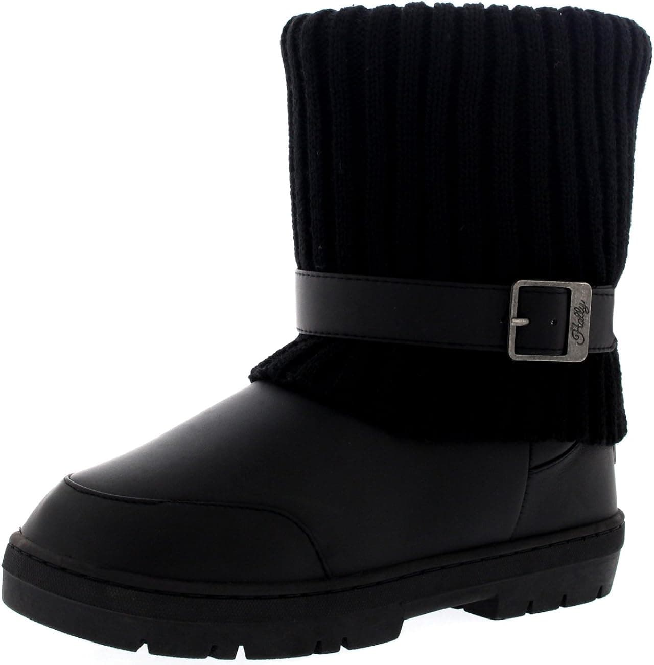 Holly Womens Knitted Cardy Buckle Strap Winter Snow Warm Boots - 8 - BLL39 EA0374