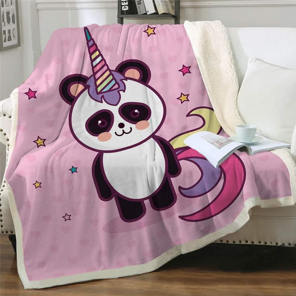 INNOLITES Cartoon Panda Blanket Sherpa Throw Blanket Super Soft Cozy Plush Fleece Blanket for Bed Couch Chair Baby Crib Living Room Lovely Fuzzy Blanket for Girls and Boys