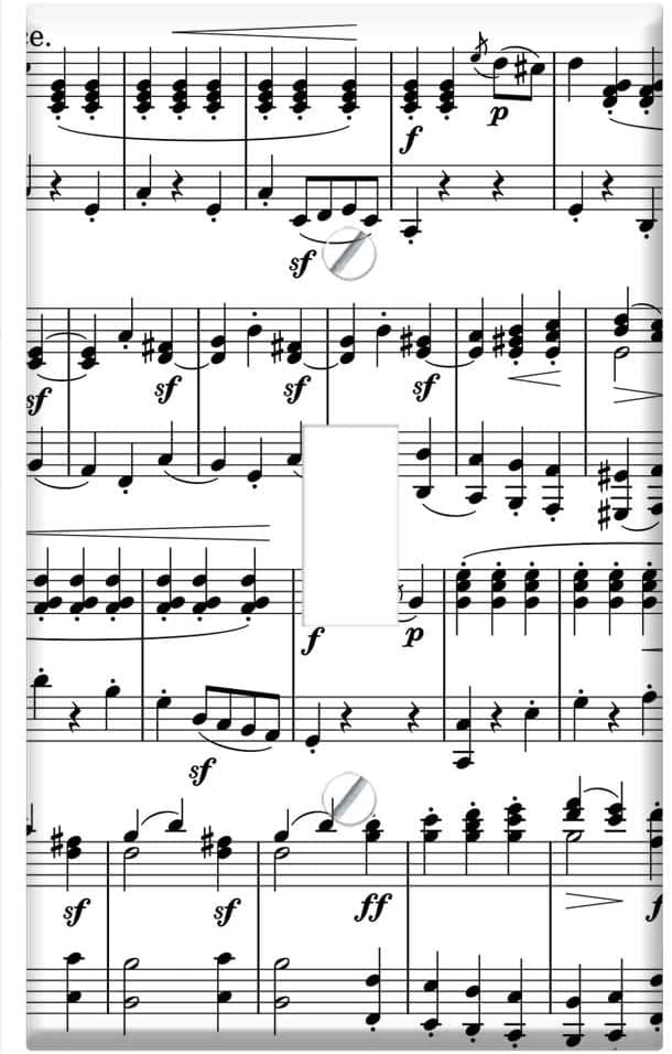 Switch Plate Single Toggle - Music Sheet Png Music Notes Variations Theme