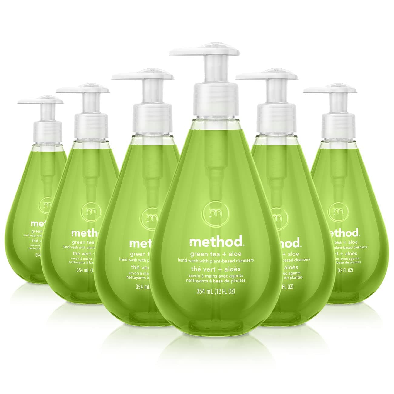 Method Gel Hand Wash, Green Tea + Aloe, Biodegradable Formula, 12 Fl Oz (Pack of 6)