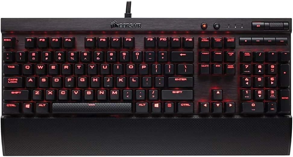 CORSAIR K70 LUX Mechanical Gaming Keyboard - Backlit Red LED - USB Passthrough & Media Controls - Linear & Quiet - Cherry MX Red (Renewed)