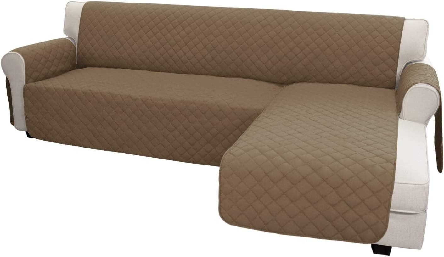 Easy-Going Sofa Slipcover L Shape Sofa Cover Sectional Couch Cover Chaise Lounge Slip Cover Reversible Sofa Cover Furniture Protector Cover for Pets Kids Children Dog Cat (X-Large,Camel/Camel)