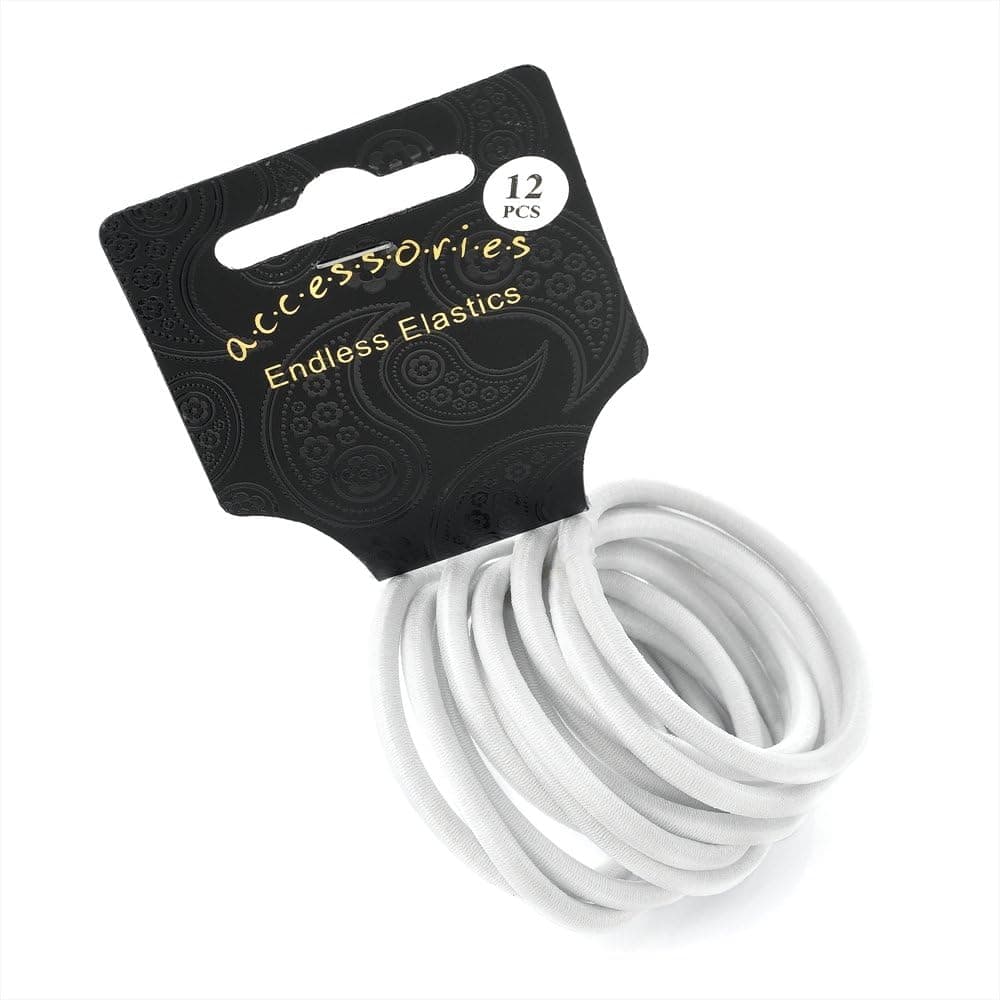 White Snag Free Endless Hair Elastics Bobbles Bands - Set of 12