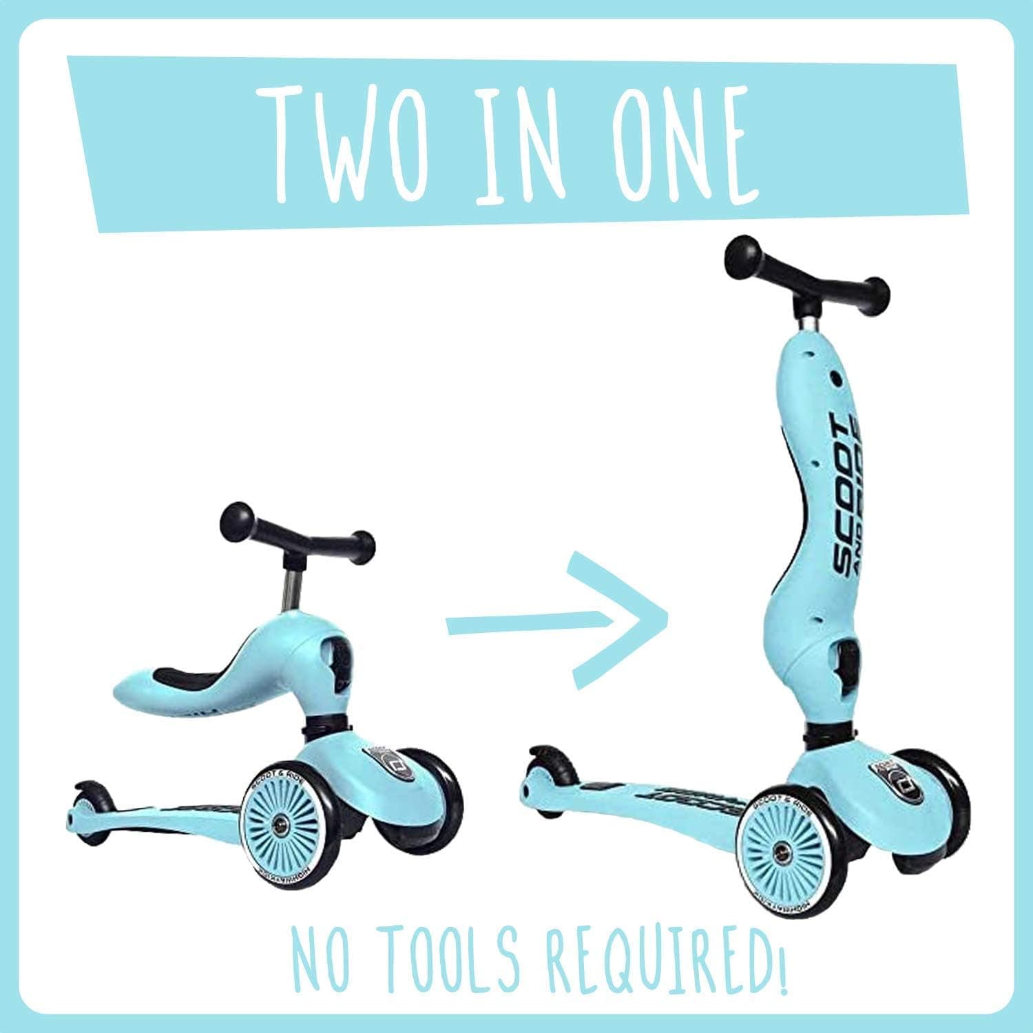 Scoot & Ride - Highwaykick 1 Children Adjustable Seated or Standing 2-in-1 Scooter Including Safety Pad for Tip Prevention - for Ages 1-5