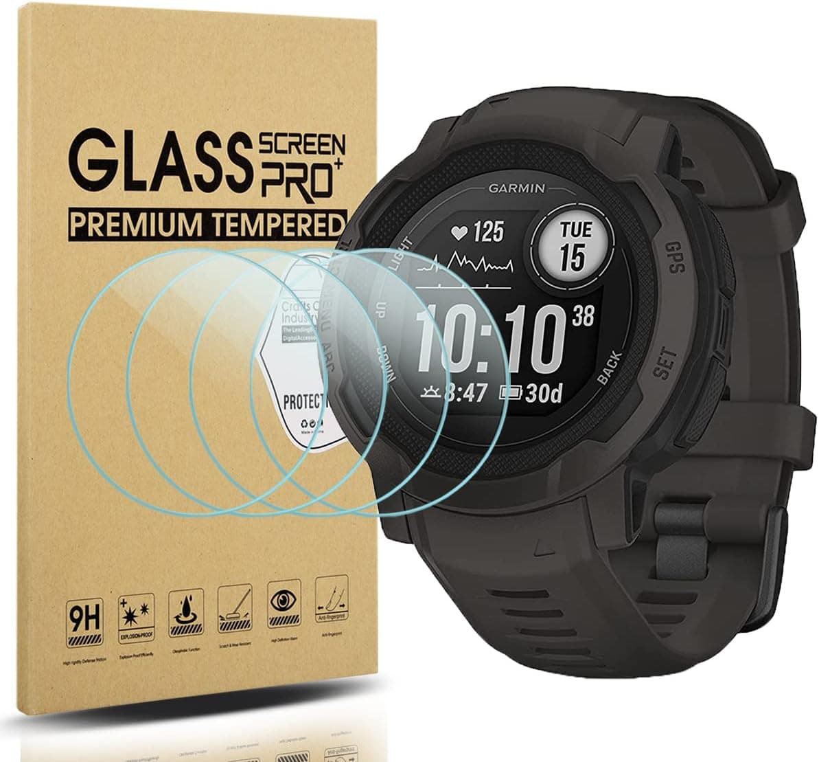 Suoman 4-Pack for Garmin Instinct 2 Screen Protector Tempered Glass,Smart watch 2.5D 9H Hardness Ultra-thin Tempered Glass for Garmin Instinct 2 Screen Protector [Anti-Scratch]