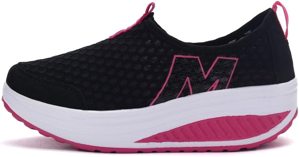 SAGUARO Mesh Women Walking Shoes Lady Fashion Orthopedic Sock Sneakers Wedge Platform Toning Rocker Shoes