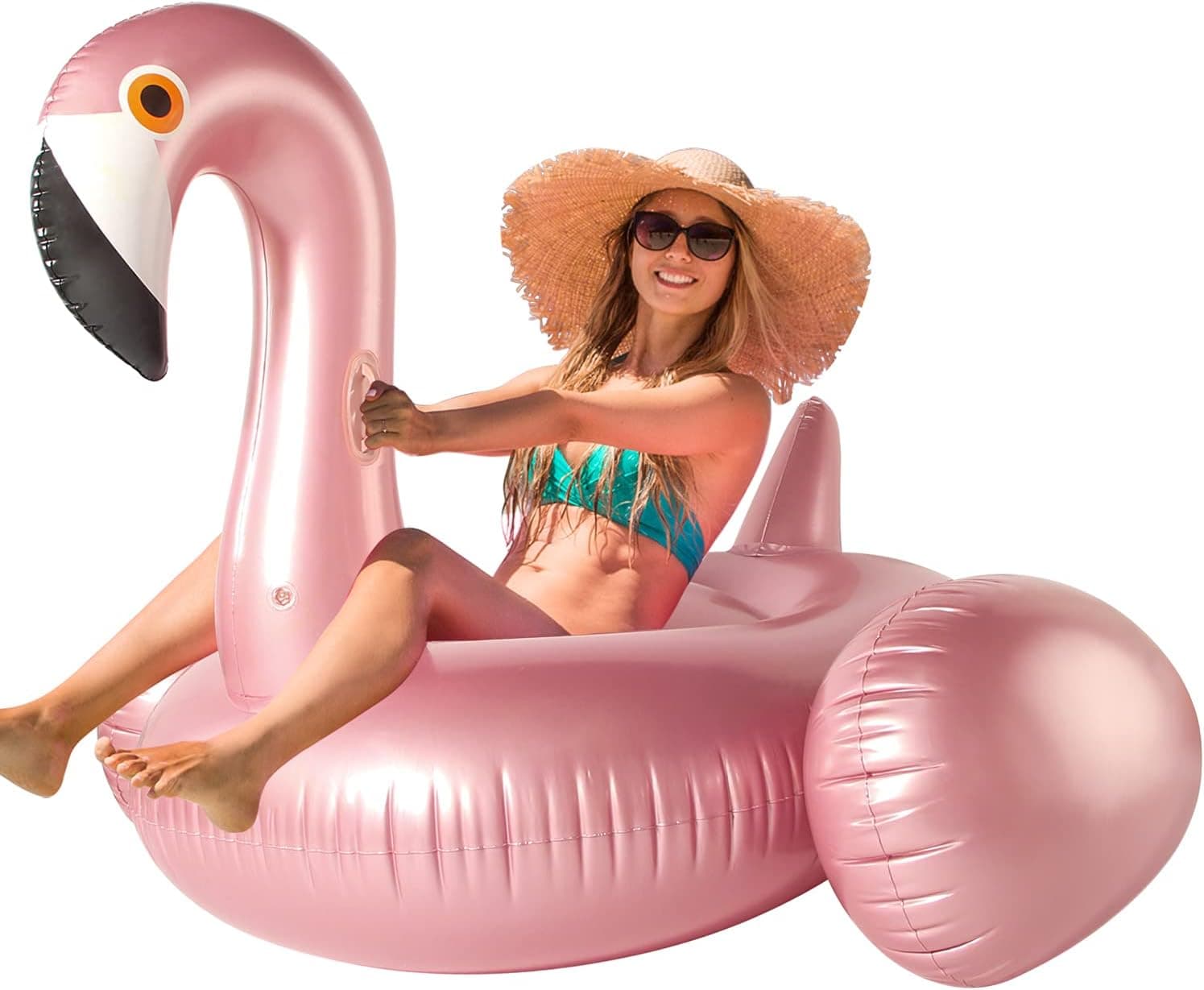 SPERPAND Giant Inflatable Flamingo Ride-On Pool Float, Pool Raft Lounge Beach Floaties, Pool Party Decoration Pool Toys