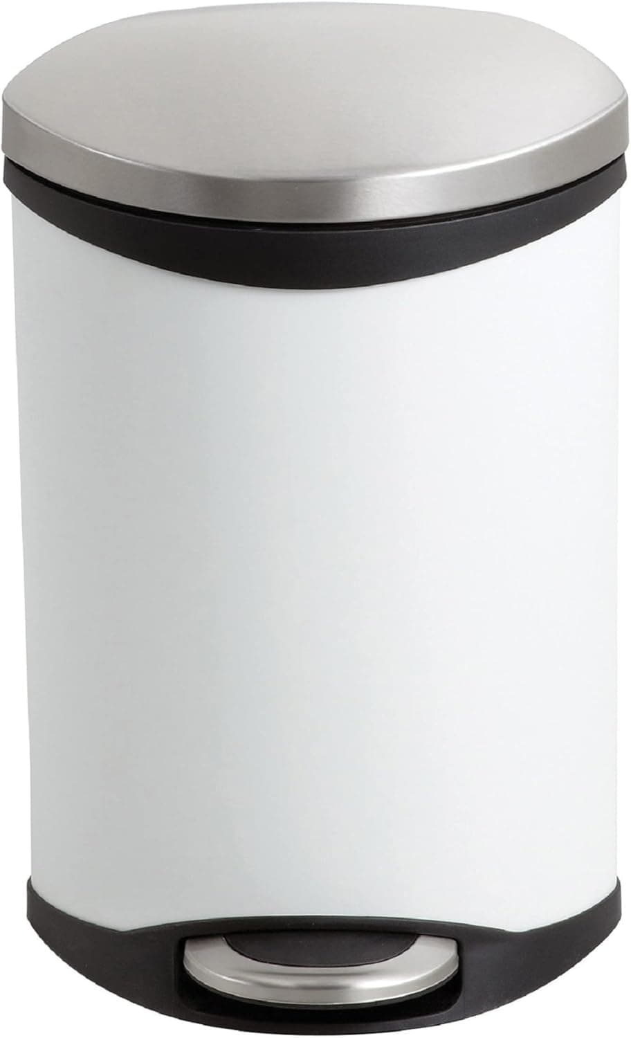 Safco Products 9901WH Ellipse Step-On Waste Receptacle, 3-Gallon, White