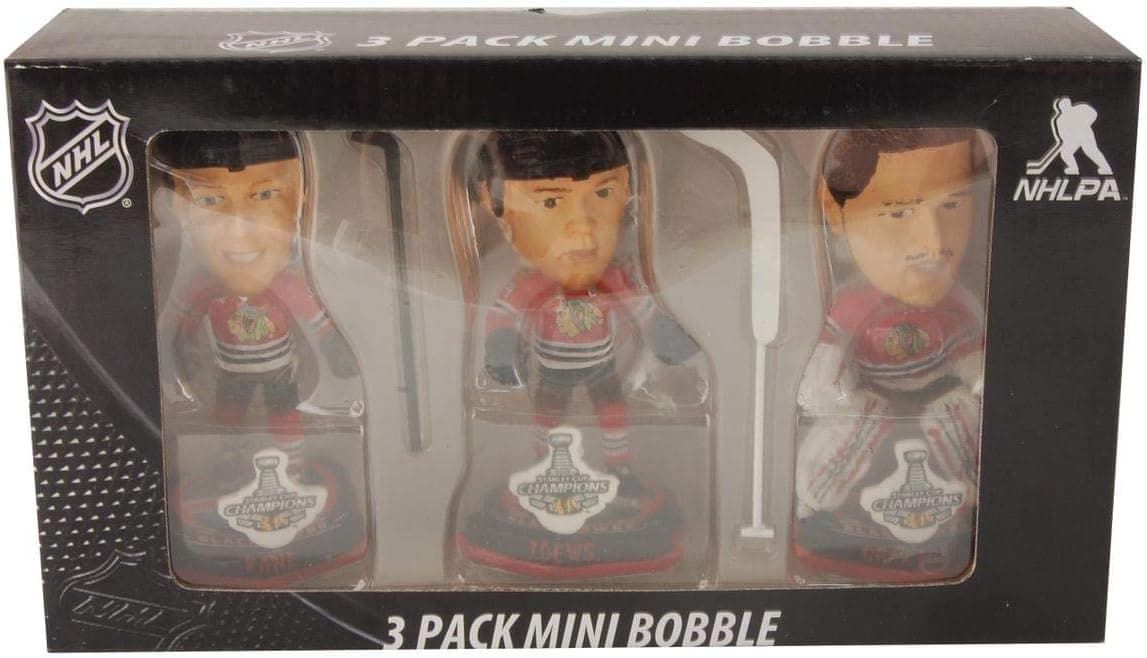 Forever Collectibles Chicago Blackhawks 2013 Stanley Cup Champions 3pk Mini Bobblehead Set-Jonathan Toews/Patrick Kane/Corey Crawford