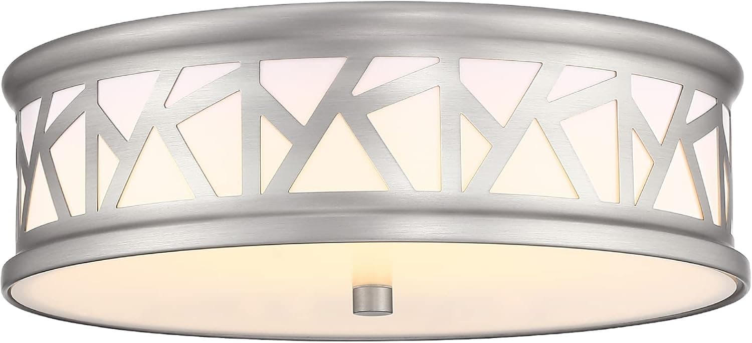 Aikiry LED Ceiling Light, 16W Modern Light Fixtures Ceiling Mount Dimmable 3000-5000K, CRI>90, 12 Inch Brushed Nickel Round Bird's Nest Shaped Flush Mount Ceiling Lamp for Bedroom, Kitchen, Laundry