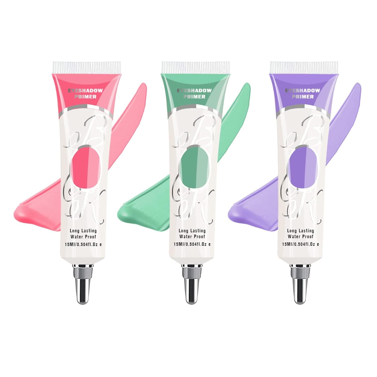 CAHIUYOA 3 Colors Eyeshadow Primer,Liquid Matte Eye Primer Eyeshadow Base,Waterproof Long Lasting Eye Shadow Primers,Eye Primer Makeup for Mature Older Women (Violet/Mint Green/Rose Pink)