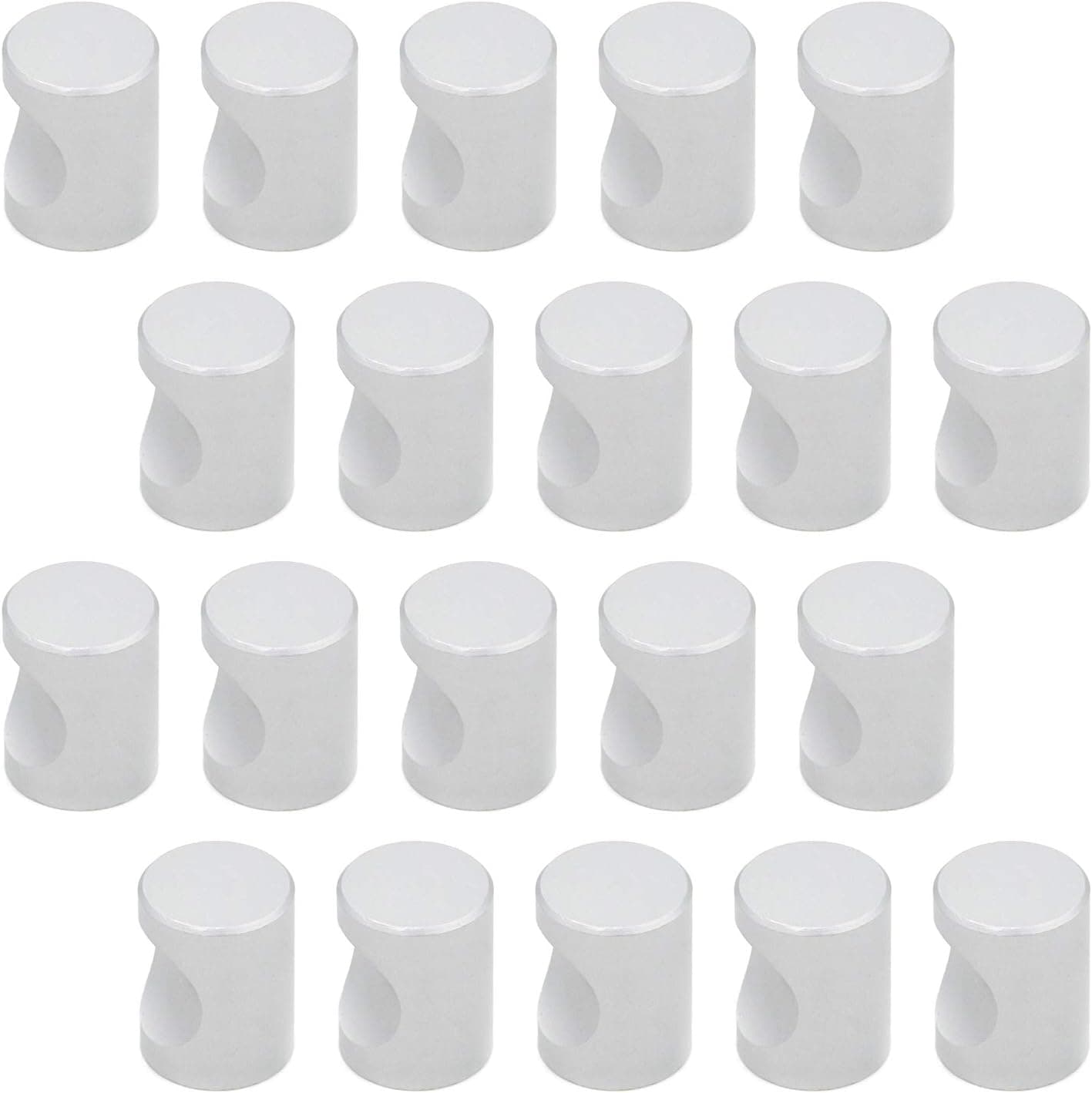 FarBoat Recessed Drawer Knobs Whistle Cabinet Knobs Space Aluminum Hardware Cylindrical Modern for Cupboard Wardrobe Kitchen Bathroom with Screws, 20Pcs(18x23mm/0.7x0.9inch, Silver)