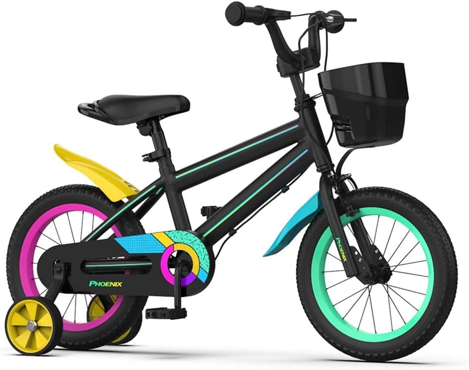 PHOENIX 14 16 18 inch Kids Bike with Training Wheels, Basket for Boys and Girls Toddler Bicycle for 3-9 Years Old