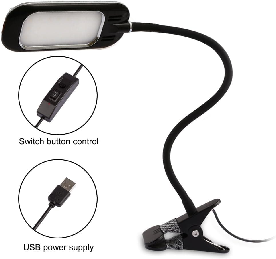 LEDMO Protection LED Table Lamps With USB Charging Port, White, Warm, and Wram White for Bedside Reading, Piano & headboards（3-Level Dimmable, 2 Lighting Modes), Black