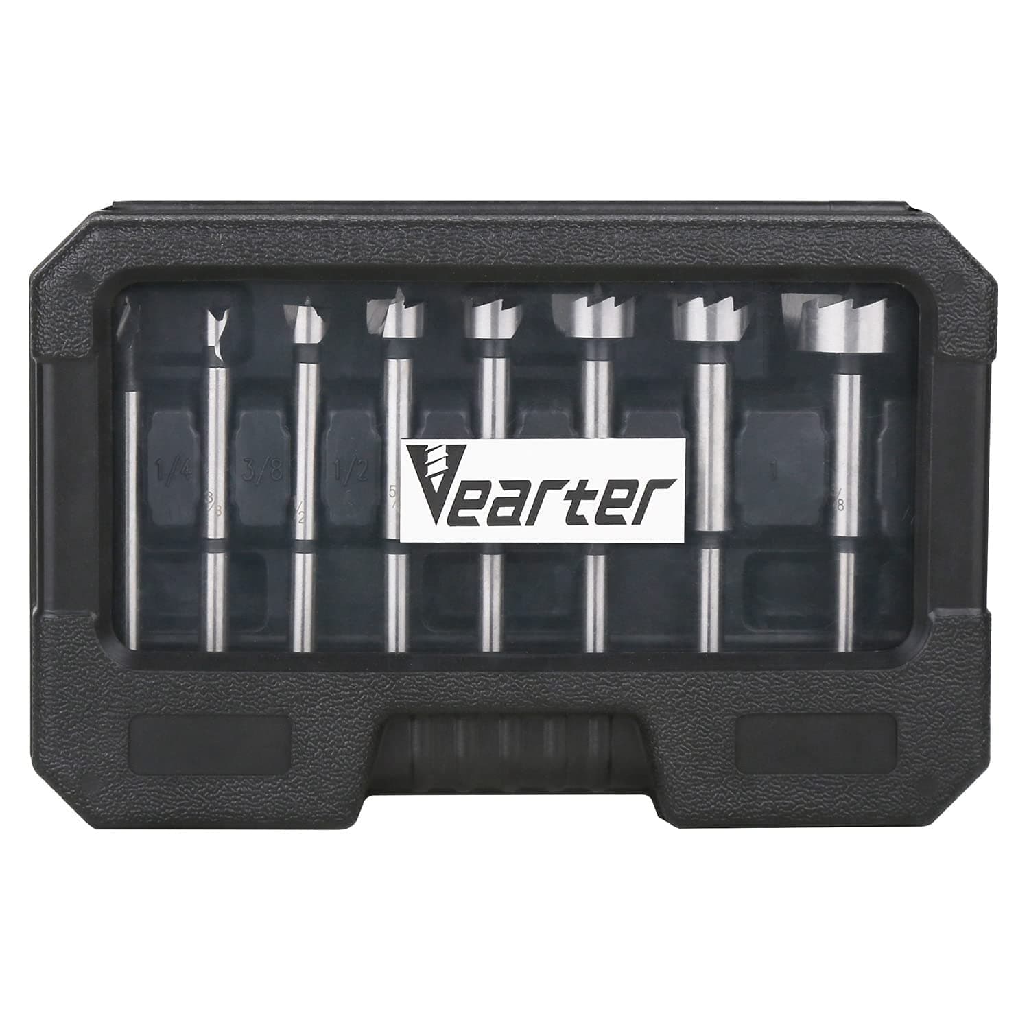 Vearter Forstner Drill bit Set, 1/4''-1-3/8'' Round Shank Multi Sided Shank Wood Drill bit Set，8-Piece Woodworking self-Centering Hole Saw Tools Kit