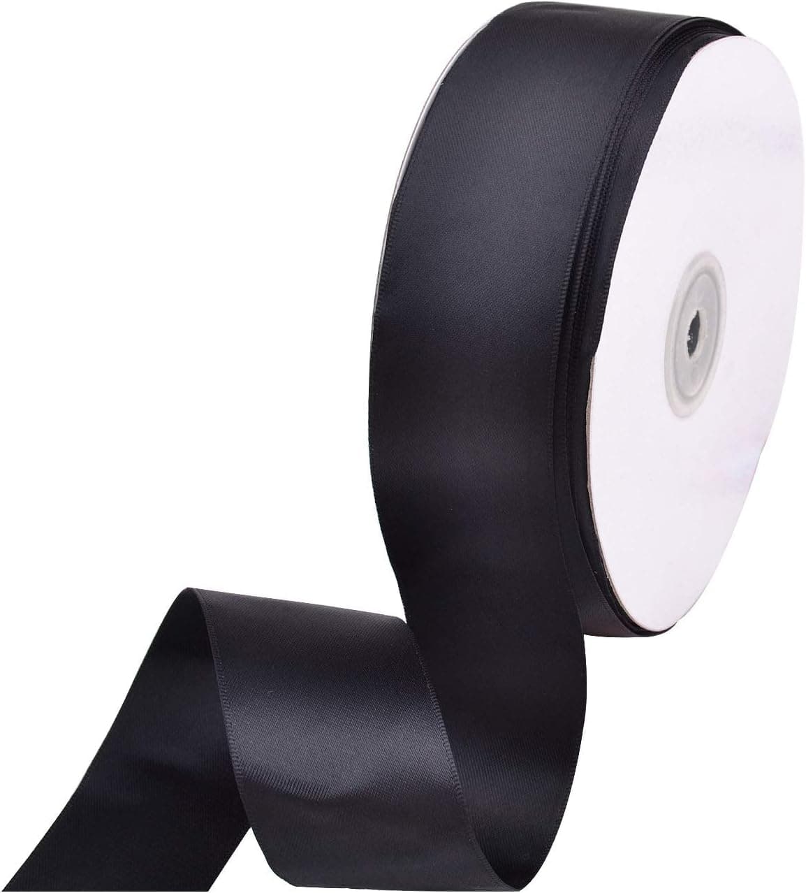 Solid Double Face Satin Ribbon Per Roll for DIY Hair Accessories Scrapbooking Gift Packaging Party Decoration Wedding Flowers Teal (Black, 1-1/2" 50Yards)