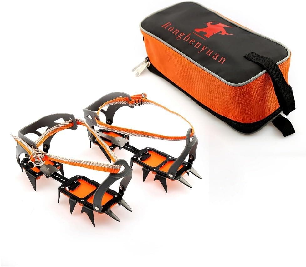 Rongbenyuan Crampon Traction Device Strap Type Crampons Ski Belt High Altitude Hiking Slip-Resistant 14 Teeth Mountaineering