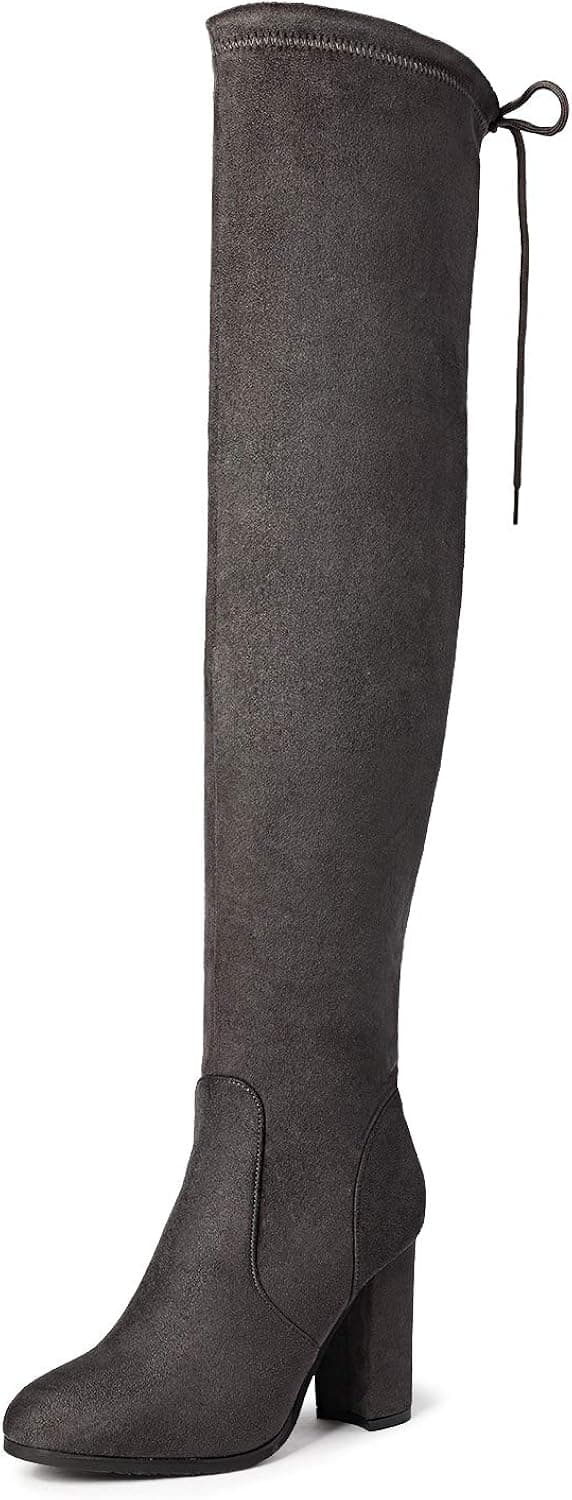DREAM PAIRS Women's Thigh High Fashion Boots Over The Knee Block Heel Boots