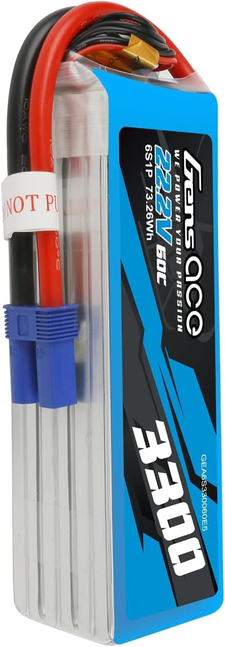 Gens ace 6S LiPo Battery,3300mAh 22.2V 60C/120C LiPo Battery with EC5 Plug for RC Car Boat Truck Heli Airplane