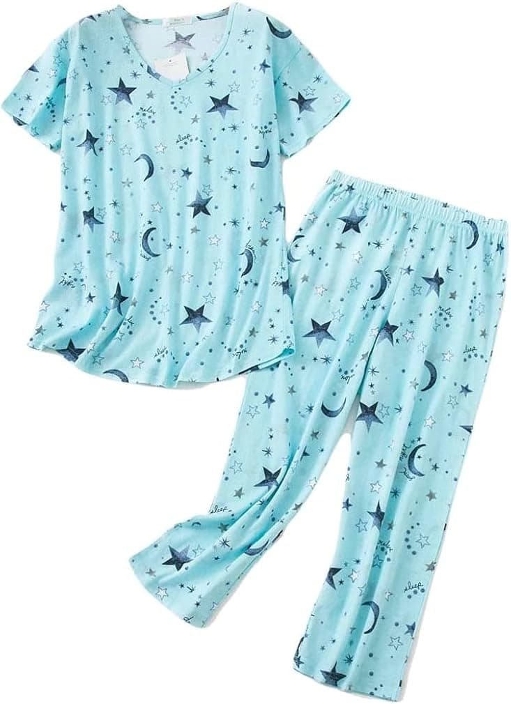 Wofupowga Womens Print Lounge Set Pajamas Set